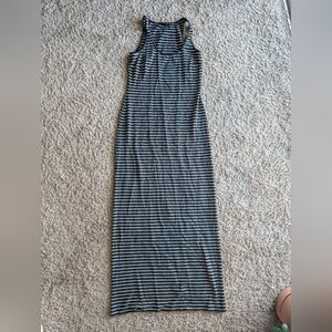 Ann Taylor Black and White Striped Maxi Dress